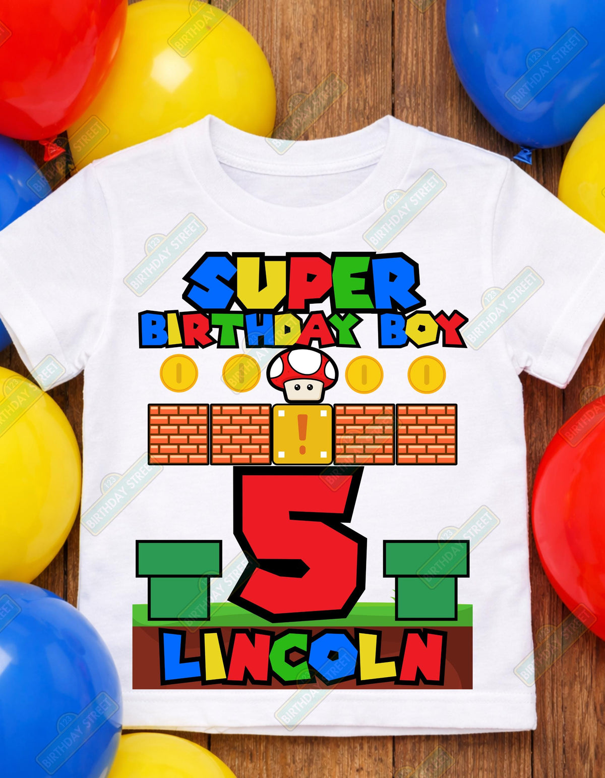 Custom Super Birthday Boy Tee - Video Game Shirt - Custom Name & Age Shirt - Vintage Game Shirt - Plumber Shirt - Boy Birthday Shirt