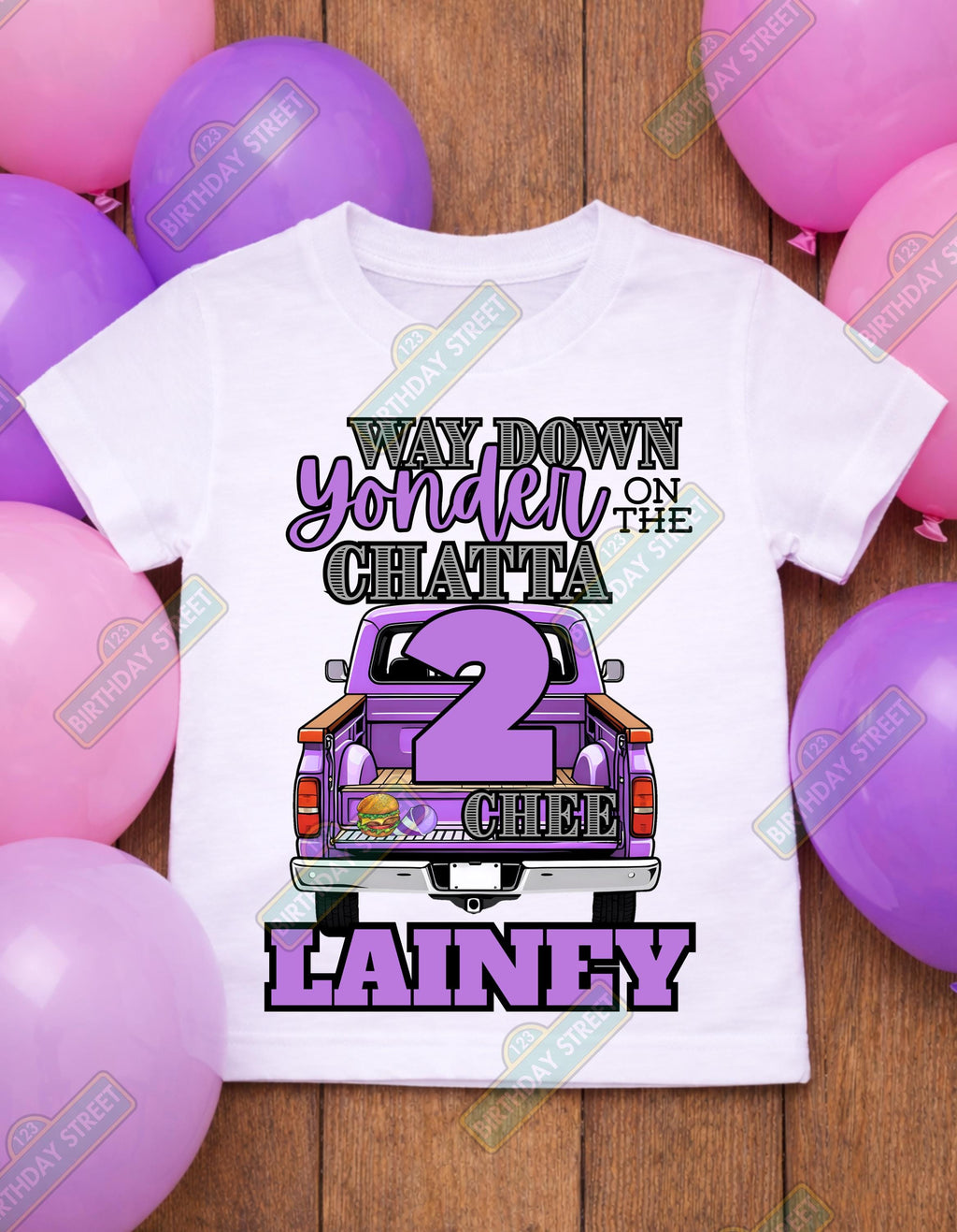 Way Down Yonder on the Chattatwochee Birthday Shirt – Custom Name Tee – Country Music Birthday Shirt – 2nd Birthday - Girl Style