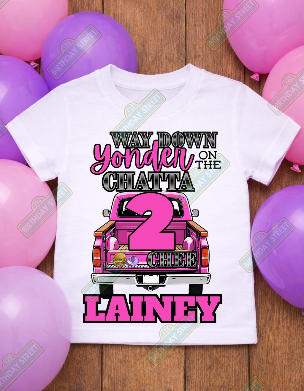Way Down Yonder on the Chattatwochee Birthday Shirt – Custom Name Tee – Country Music Birthday Shirt – 2nd Birthday - Girl Style