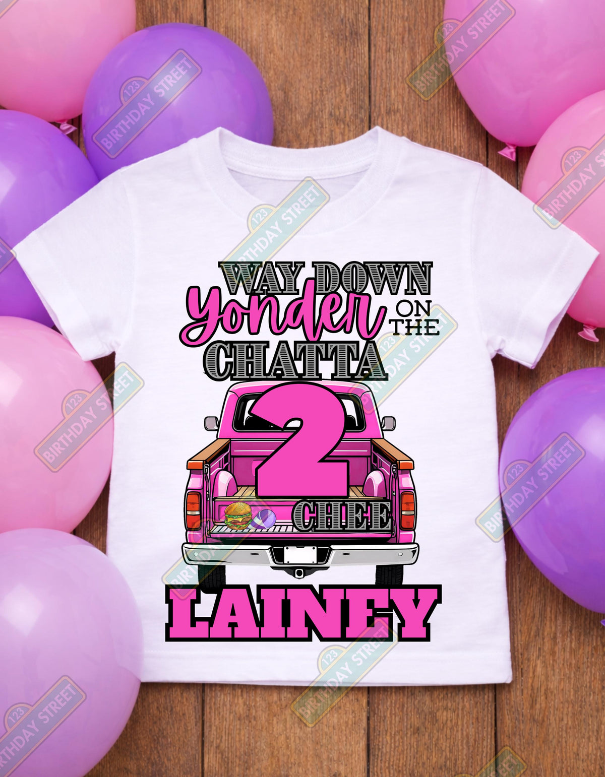 Way Down Yonder on the Chattatwochee Birthday Shirt – Custom Name Tee – Country Music Birthday Shirt – 2nd Birthday - Girl Style