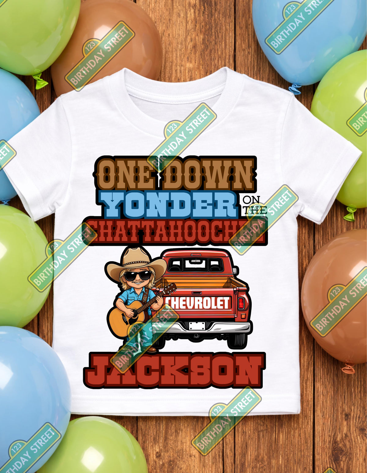 One Down Yonder Chattahoochee 1st Birthday Shirt – Custom Name First Birthday Tee – Country Music Birthday Outfit - Cowboy Birthday Shirt