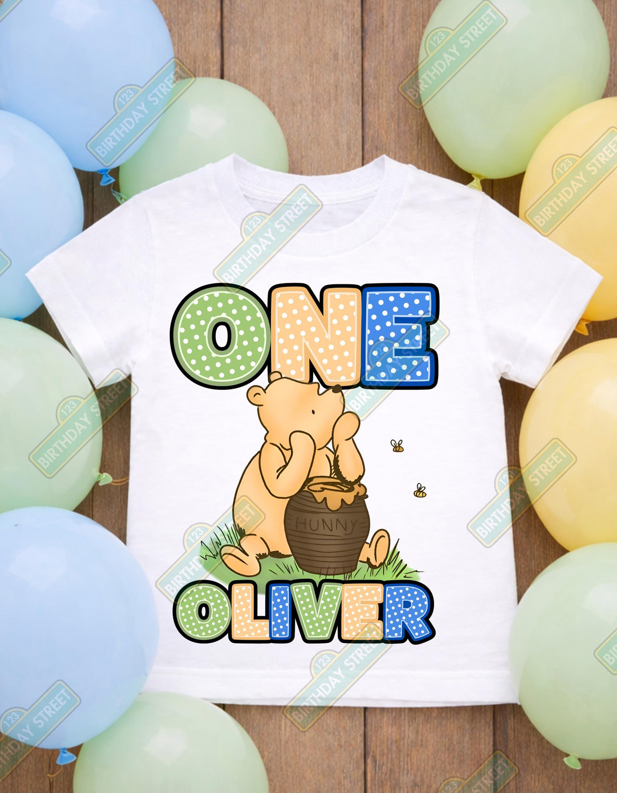 Custom Winnie-The-Pooh Birthday Tee or Onesie - First Birthday Tee - 1st Birthday Shirt - Pooh Shirt - 100 Acre Wood Shirt - Custom Name