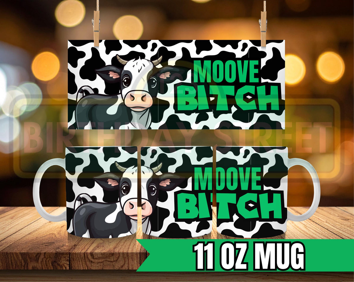 Moove Bitch Ceramic Cow Mug, Gift for Cow Lovers, Cute Farmhouse Decor, Fun Kitchenware, Birthday Present, Coffee Tea Cup
