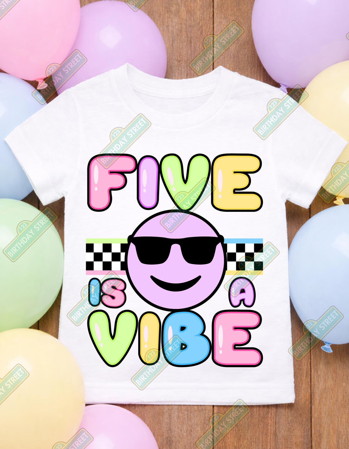 Five Is A Vibe Birthday Shirt, Custom Name 5th Birthday Tee, Boy Girl Birthday Shirt, Kids Fifth Birthday Outfit, Personalized Front Back Te