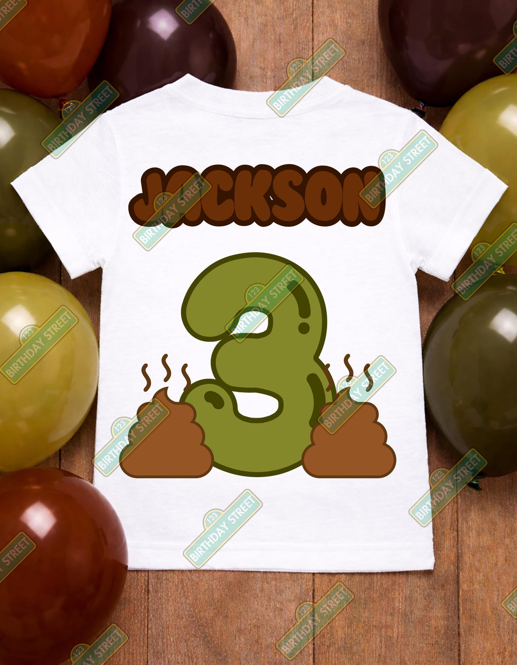 Funny Birthday Shirt Any Age, Pooty Like a Rockstar Shirt, Poop Emoji Birthday Tee, Custom Name Age Shirt, Kids Birthday Outfit, Front Back