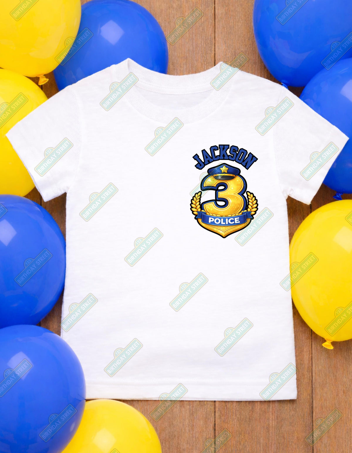 Custom Police Birthday Shirt Any Age, Police Birthday Tee Boy Girl, Cop Party Shirt Personalized Name Age, Police Badge Birthday Outfit Kids