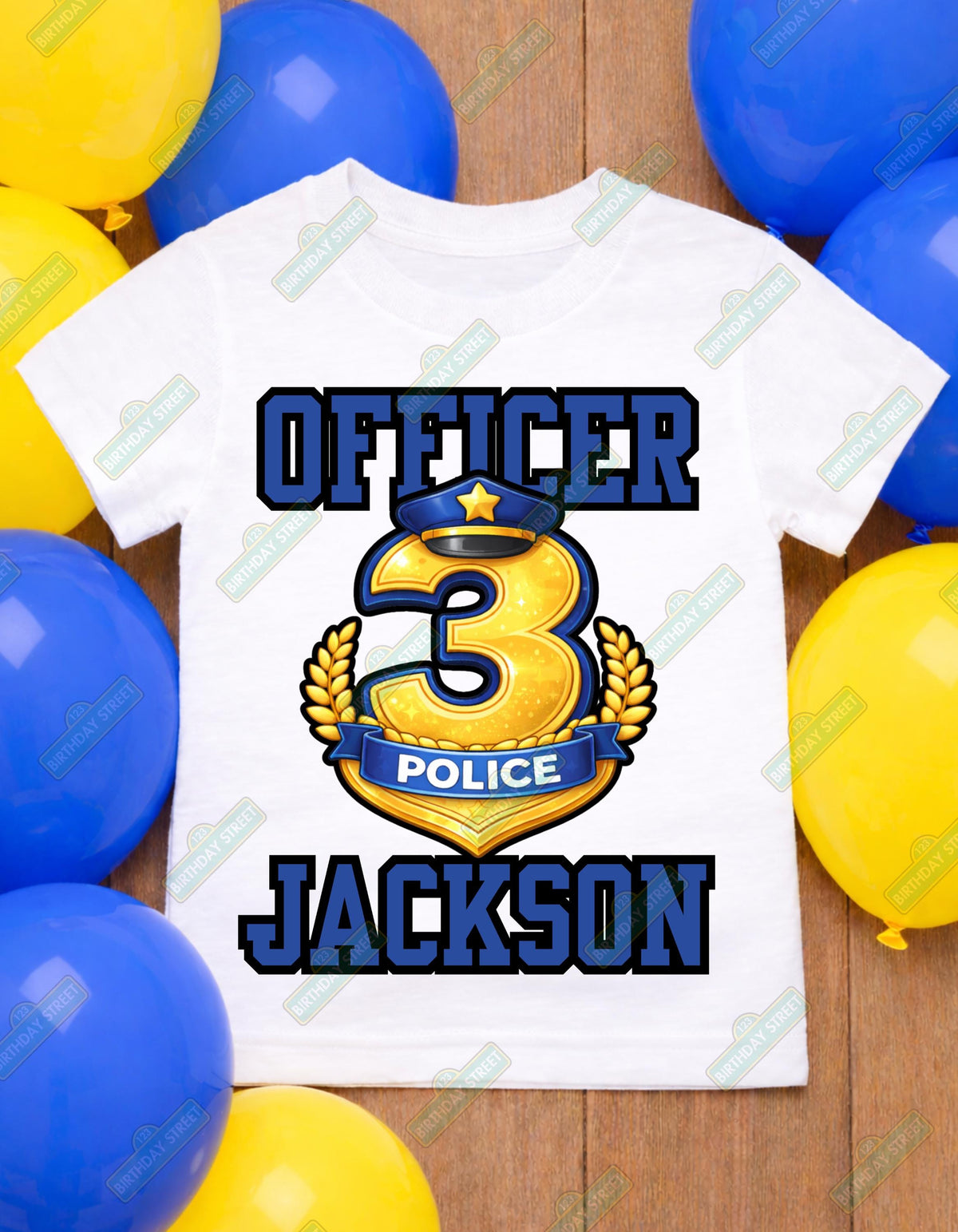 Custom Police Birthday Shirt Any Age, Police Birthday Tee Boy Girl, Cop Party Shirt Personalized Name Age, Police Badge Birthday Outfit Kids