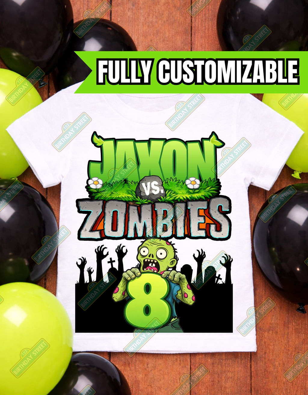Zombie Birthday Shirt, Custom Name Age Tee, Kids Zombie Party Shirt, Scary Cute Birthday Outfit, Any Age Personalized Tee, Boys Girls Hallow