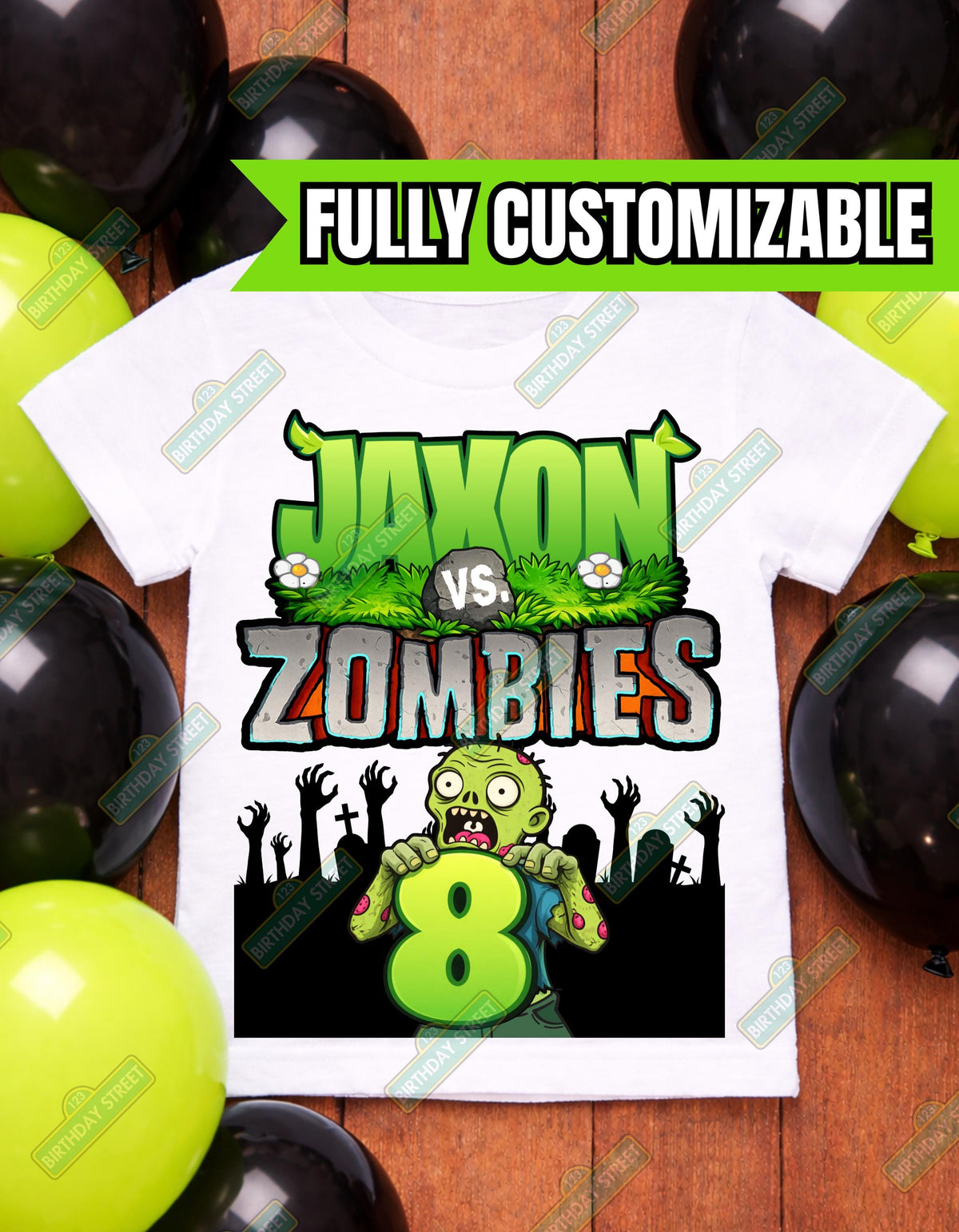 Zombie Birthday Shirt, Custom Name Age Tee, Kids Zombie Party Shirt, Scary Cute Birthday Outfit, Any Age Personalized Tee, Boys Girls Hallow
