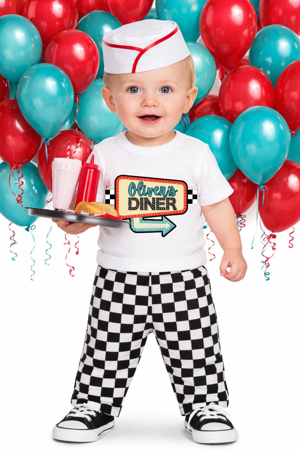 Custom 50s Diner Birthday Shirt, Retro Name Shirt, Vintage Diner Party Tee, Kids Birthday Outfit, Rockabilly Birthday Theme, Personalized
