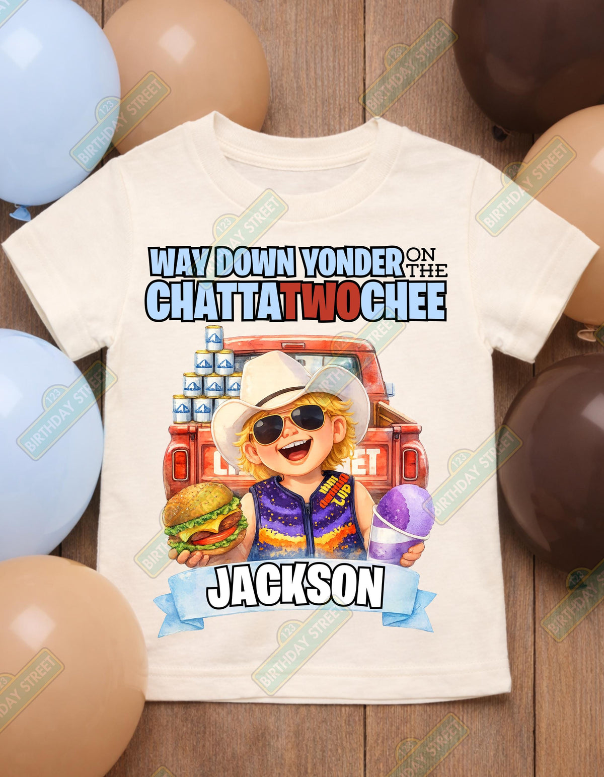 Way Down Yonder on the Chattatwochee Birthday Shirt – Custom Name Tee – Country Music Birthday Shirt – 2nd Birthday - Cowboy Birthday Shirt