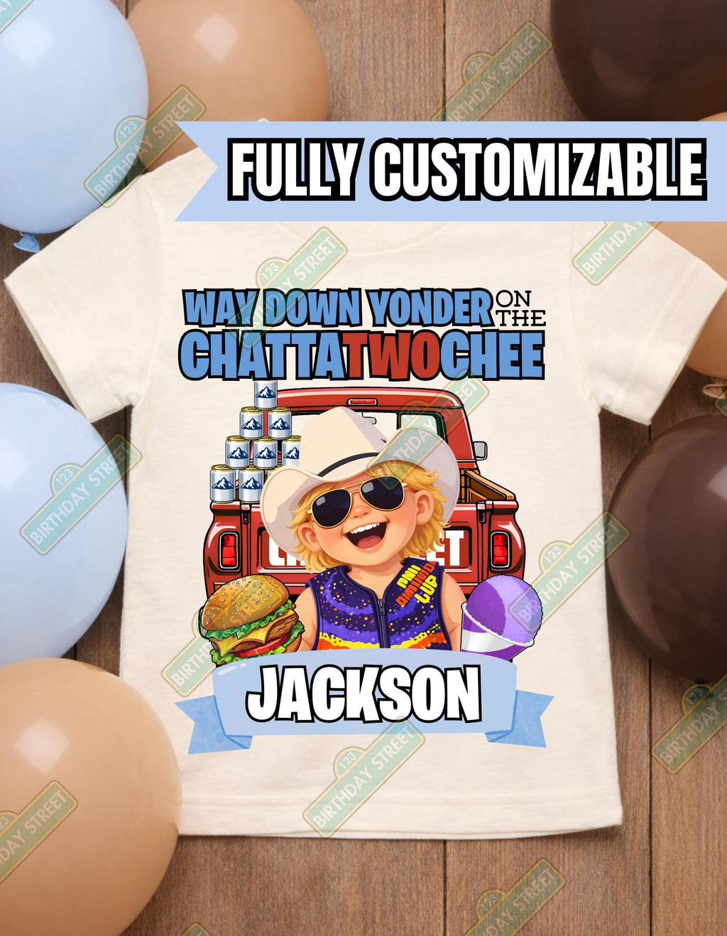 Way Down Yonder on the Chattatwochee Birthday Shirt – Custom Name Tee – Country Music Birthday Shirt – 2nd Birthday - Cowboy Birthday Shirt