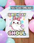 Custom Birthday Ghoul Shirt, Ghost Birthday Shirt, Personalized Kids Birthday Tee, Spooky Cute Birthday Outfit, Girls Birthday Shirt, Toddle