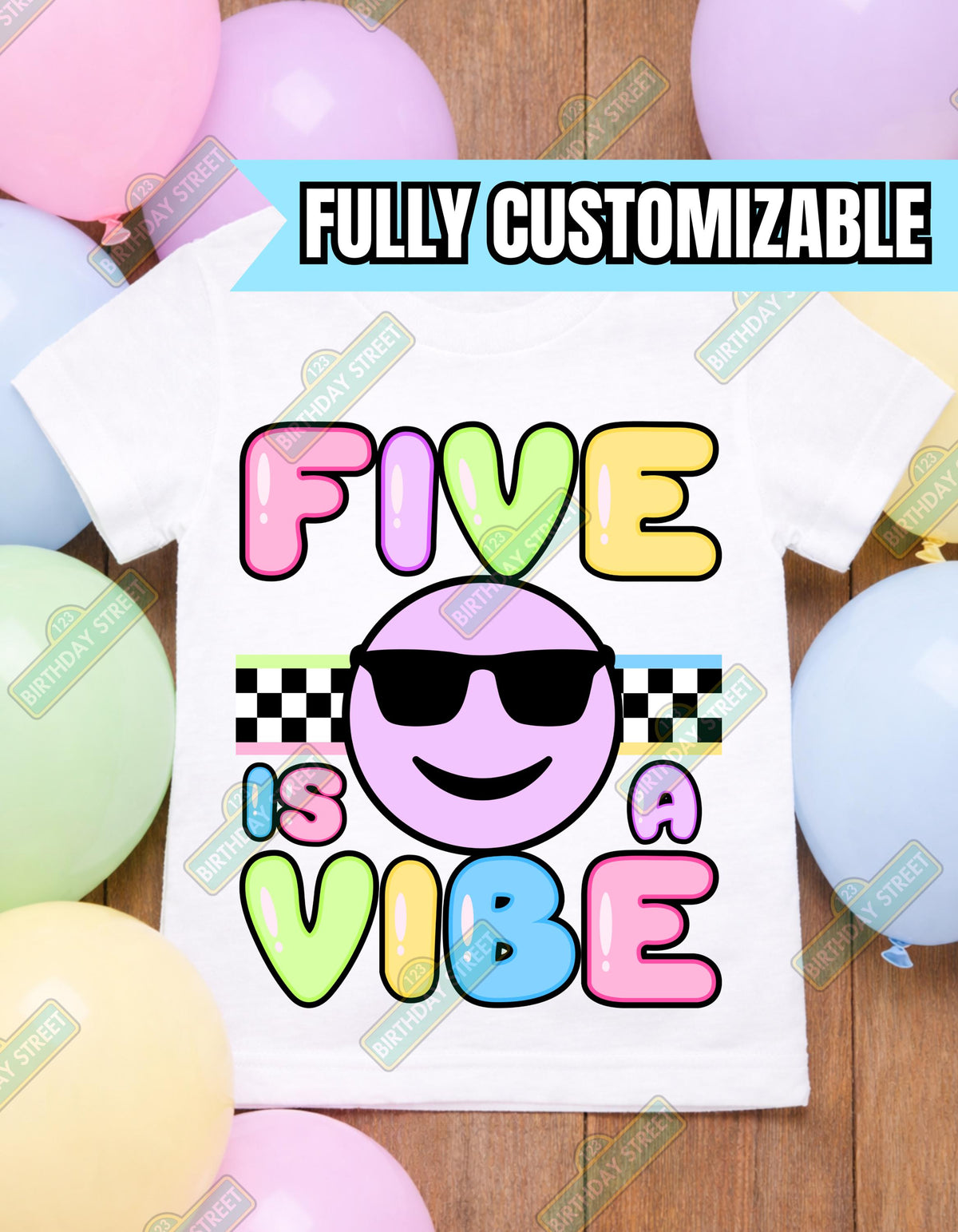 Five Is A Vibe Birthday Shirt, Custom Name 5th Birthday Tee, Boy Girl Birthday Shirt, Kids Fifth Birthday Outfit, Personalized Front Back Te