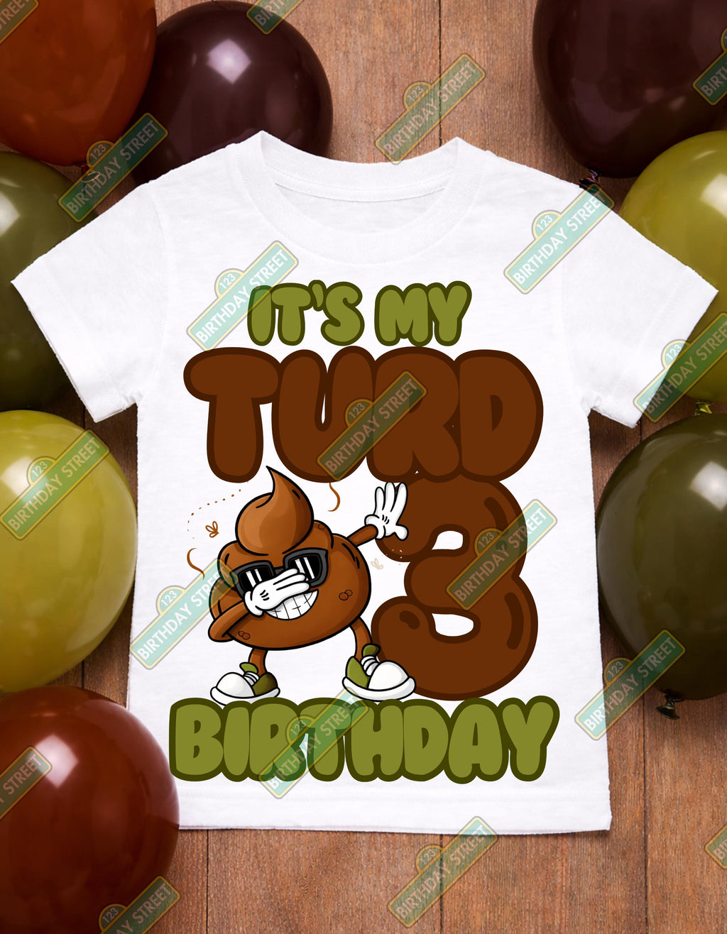 Funny 3rd Birthday Shirt, It’s My Turd Birthday Shirt, 3rd Birthday Outfit Boy Girl, Poop Emoji Birthday Shirt, Custom Name Age Tee
