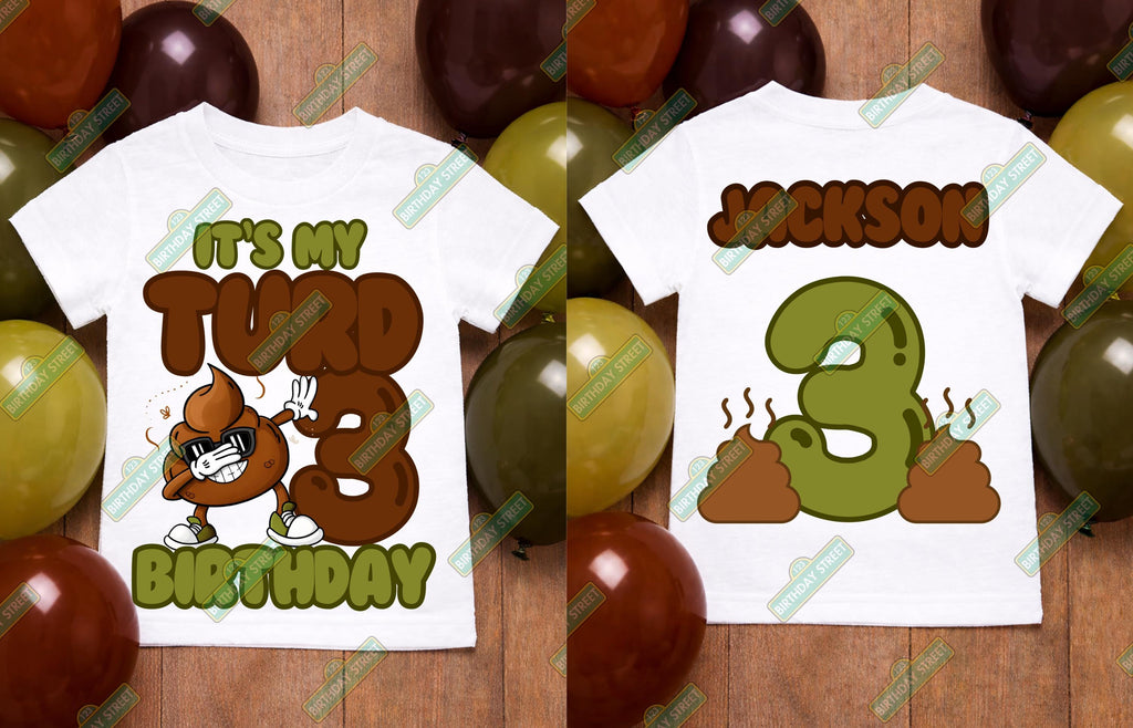 Funny 3rd Birthday Shirt, It’s My Turd Birthday Shirt, 3rd Birthday Outfit Boy Girl, Poop Emoji Birthday Shirt, Custom Name Age Tee