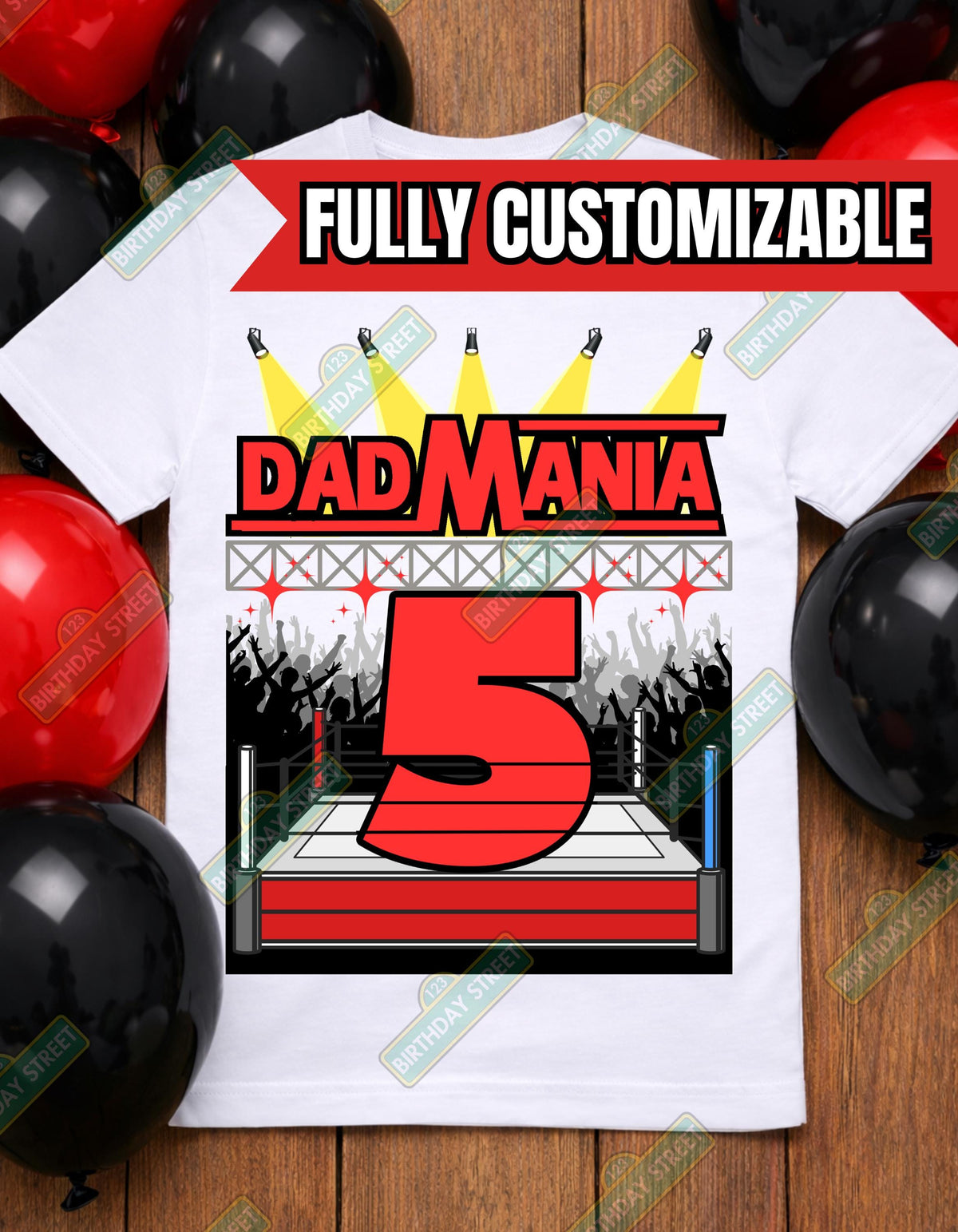 Custom Wrestling Birthday Family Shirts, Matching Birthday Shirts, Mom Dad Brother Sister Shirts, Personalized Age Tee, Wrestling Theme Part