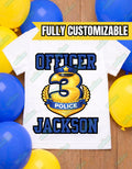 Custom Police Birthday Shirt Any Age, Police Birthday Tee Boy Girl, Cop Party Shirt Personalized Name Age, Police Badge Birthday Outfit Kids