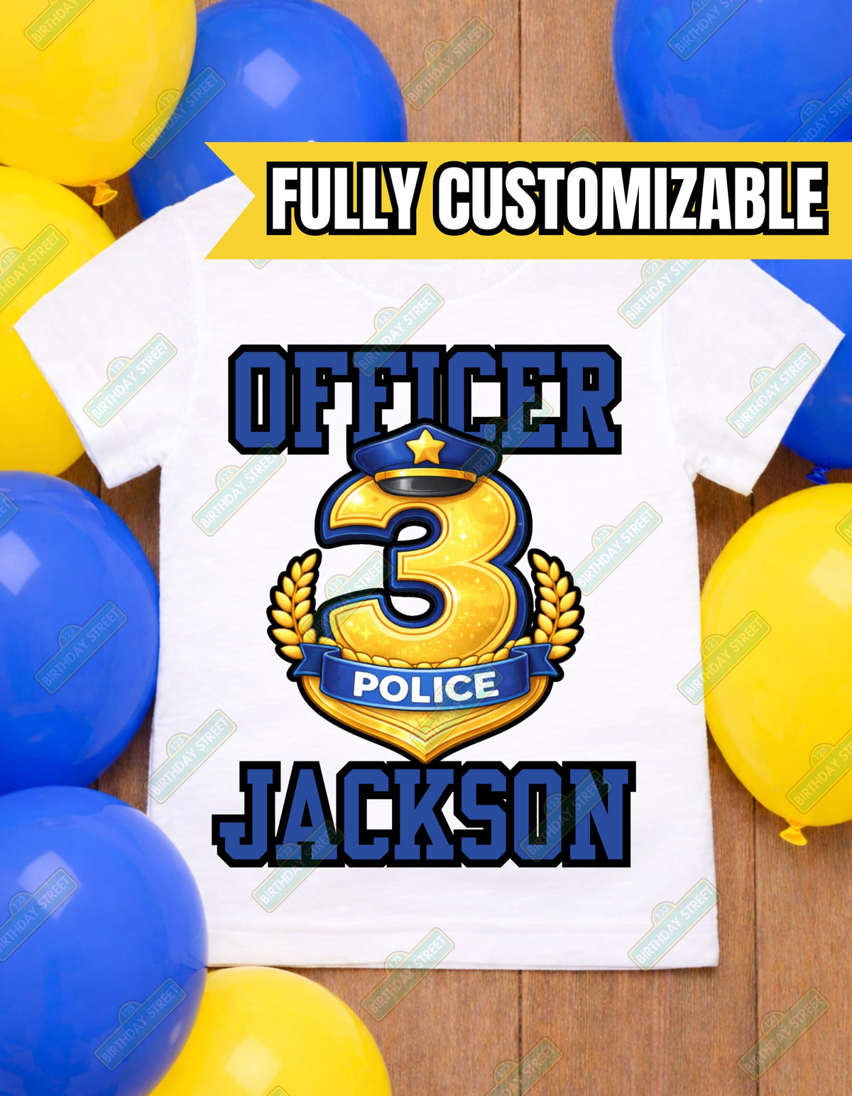 Custom Police Birthday Shirt Any Age, Police Birthday Tee Boy Girl, Cop Party Shirt Personalized Name Age, Police Badge Birthday Outfit Kids