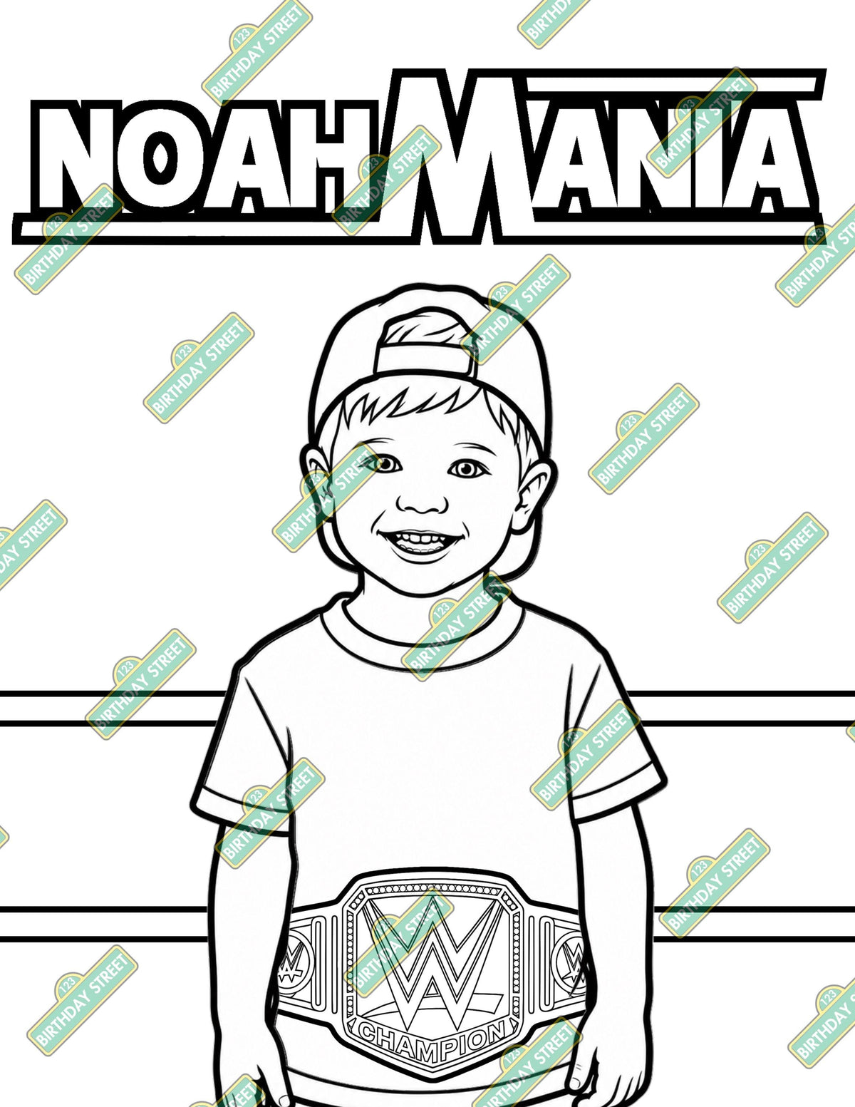 Custom Wrestling Coloring Book for Kids | Personalized Birthday Coloring Pages | Any Photo Any Age | Custom Maze & Word Search | 8 Pages
