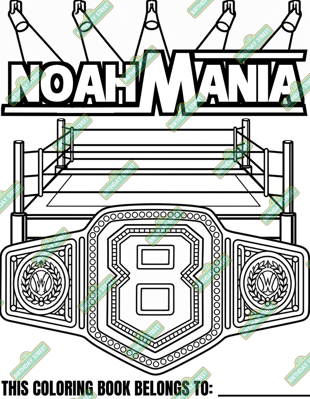 Custom Wrestling Coloring Book for Kids | Personalized Birthday Coloring Pages | Any Photo Any Age | Custom Maze & Word Search | 8 Pages