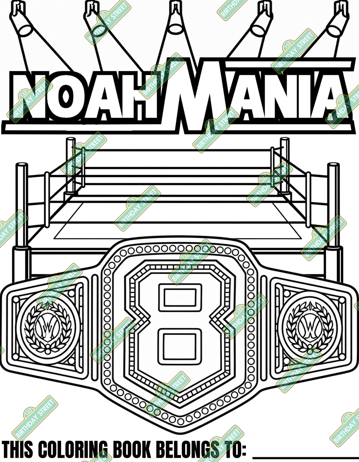 Custom Wrestling Coloring Book for Kids | Personalized Birthday Coloring Pages | Any Photo Any Age | Custom Maze & Word Search | 8 Pages
