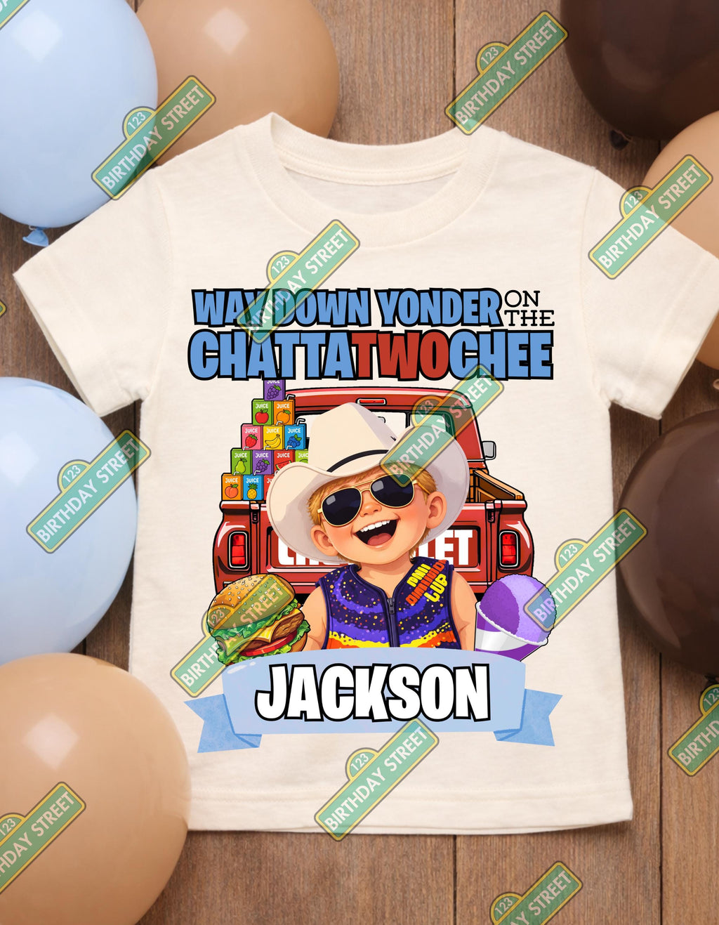 Way Down Yonder on the Chattatwochee Birthday Shirt – Custom Name Tee – Country Music Birthday Shirt – 2nd Birthday - Cowboy Birthday Shirt