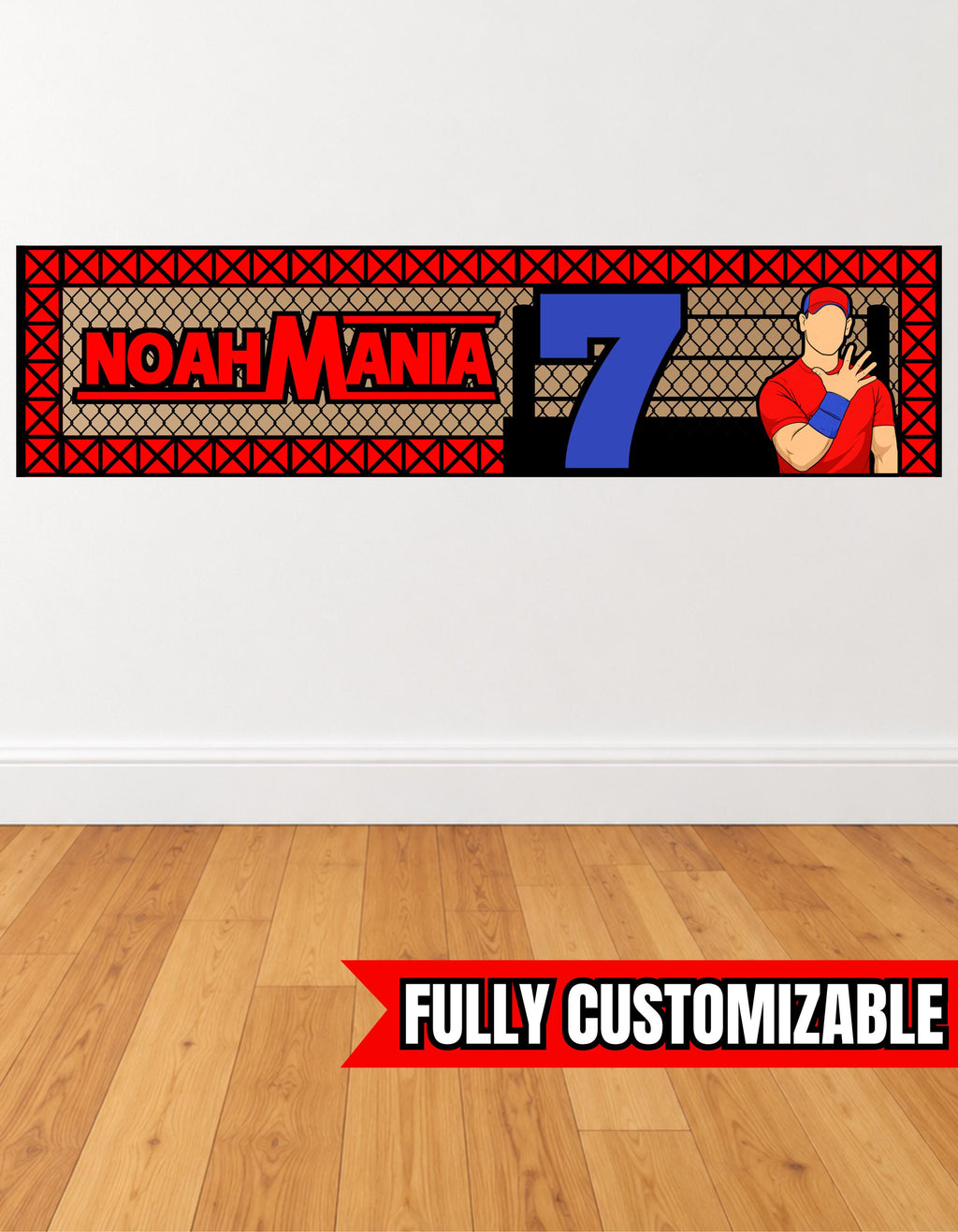 Custom Wrestling Birthday Banner Template 2x8 ft, Hand Painted Banner Template, Any Name Any Age, DIY Party Backdrop, Craft Paper Banner