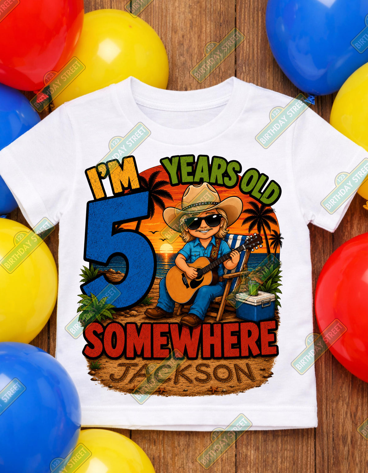 It's Five O'Clock Somewhere Birthday Shirt, I'm Five Years Old Somewhere Shirt, Country 5th Birthday Tee, Custom Name Birthday Shirt, Cowboy