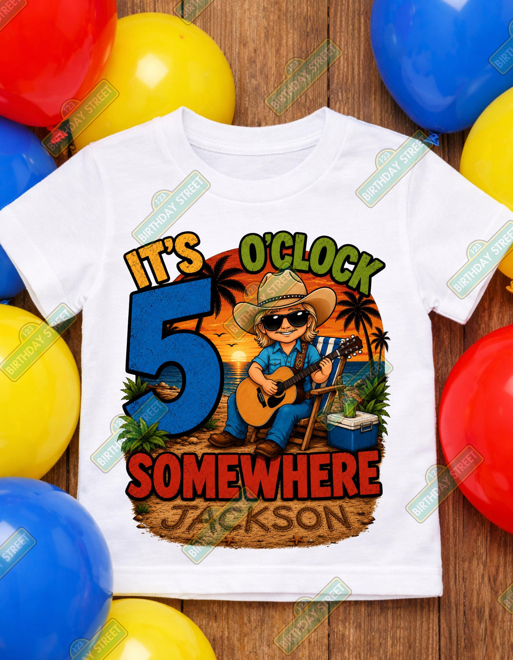 It's Five O'Clock Somewhere Birthday Shirt, I'm Five Years Old Somewhere Shirt, Country 5th Birthday Tee, Custom Name Birthday Shirt, Cowboy