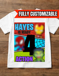 Ready Four Action - 4th Birthday - Superhero Tshirt - Ready 4 Action - Fully Customizable