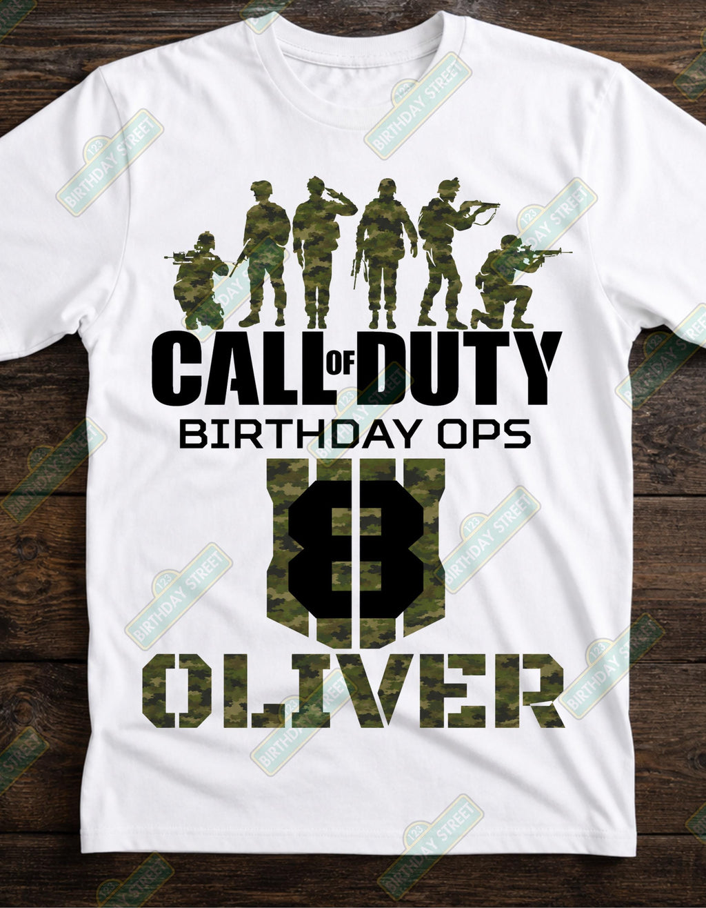 Custom Video Game Birthday Tee - Battle Royale Birthday Shirt - Custom Name & Age Birthday Shirt - Military Birthday Shirt - Army Shirt