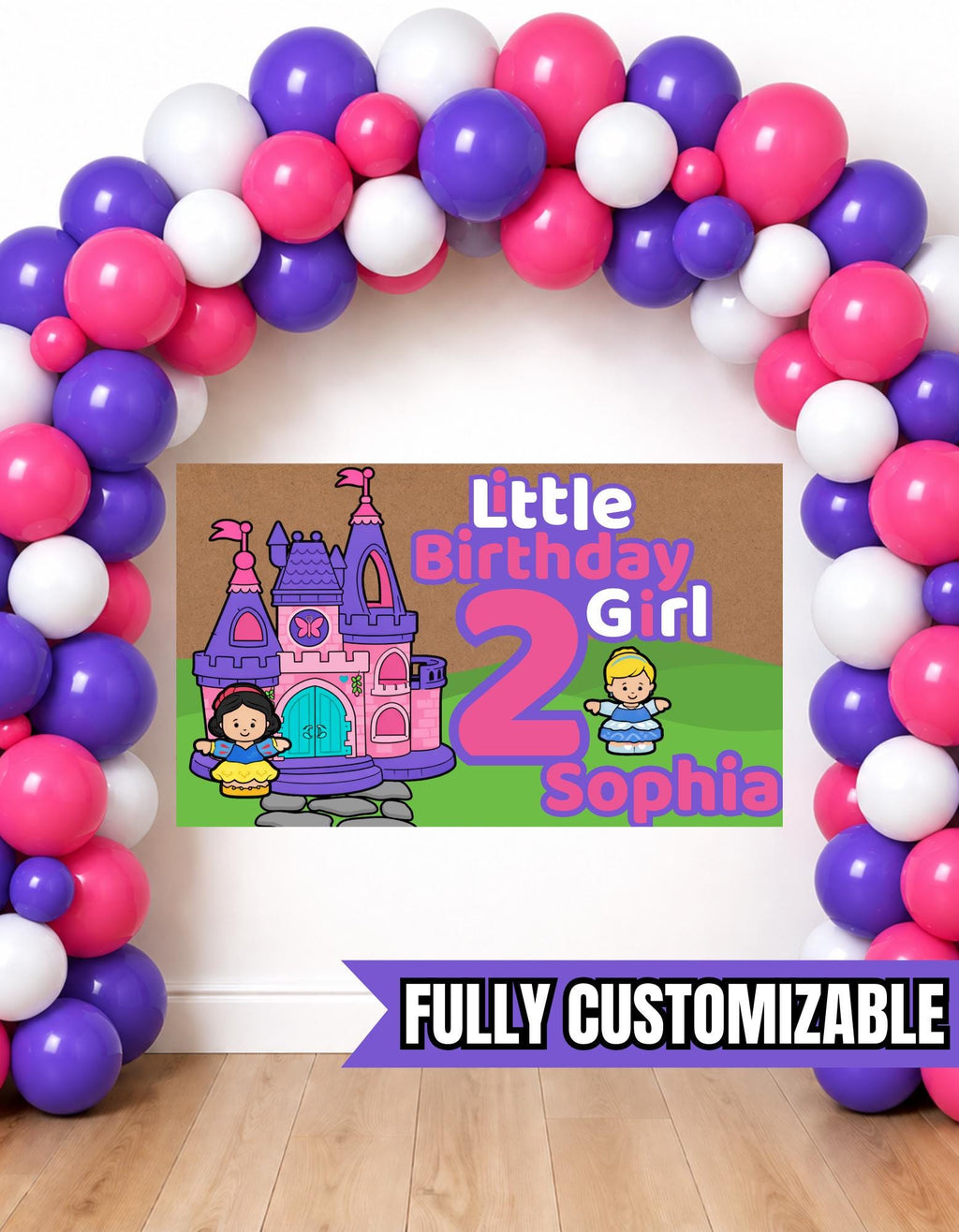 Little Birthday Boy Girl Banner, Farm or Princess Birthday Backdrop, Personalized Any Name Age, 60x36 Digital Printable Party Banner