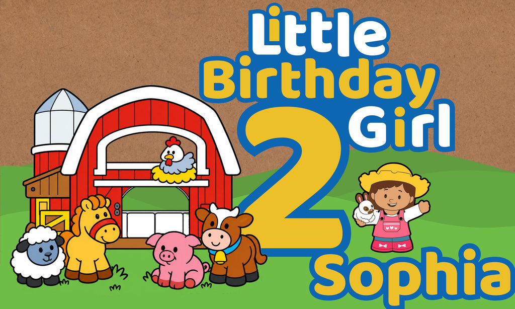 Little Birthday Boy Girl Banner, Farm or Princess Birthday Backdrop, Personalized Any Name Age, 60x36 Digital Printable Party Banner