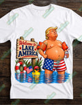 Lake America Political Satire Shirt - Funny USA Lake Vacation Tee - Presidential Parody Graphic T-Shirt - Summer Humor Novelty Gift - Trump