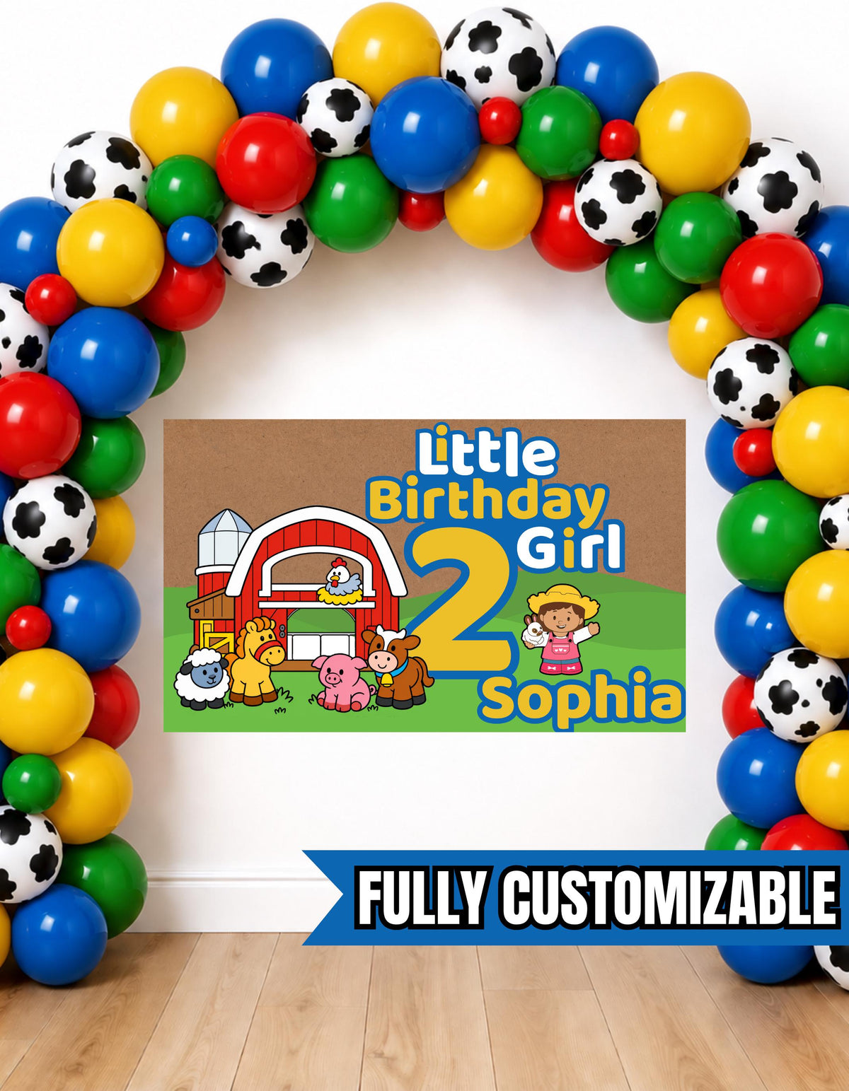 Little Birthday Boy Girl Banner, Farm or Princess Birthday Backdrop, Personalized Any Name Age, 60x36 Digital Printable Party Banner