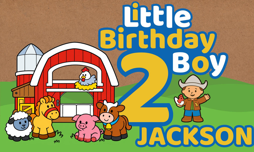 Little Birthday Boy Girl Banner, Farm or Princess Birthday Backdrop, Personalized Any Name Age, 60x36 Digital Printable Party Banner